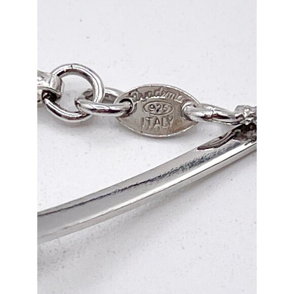 Dyadema Italy Sterling Silver Sideways Cross Bracelet Adjustable Crystal Accent - Picture 6 of 6